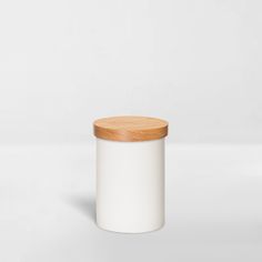 white ceramic jar with wood lid for organizing bathroom toiletries Neat Method, Kitchen Finishes, Kitchen Entryway, Soap Pump, Lotion Bottle, Ceramic Jars, Bath Sets, Coffee Routine, Everyday Essentials