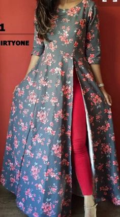 Must have for that oomph in your wardrobe Stylish Frocks, Stylish Kurtis Design, Kurti Patterns, Long Kurti Designs, Long Dress Design, Indian Gowns Dresses