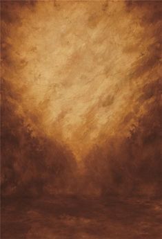 an orange and brown painting with clouds in the background