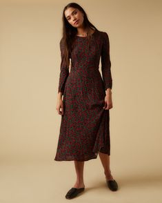 The Marisol is an effortless long sleeve midi dress, with it's season-less silhouette, you'll reach for it time and time again. THE CUT It features a semi fitted bodice, crew neckline, a relaxed floaty A-line skirt, long sleeves and covered buttons at the cuff. The Marisol define's your waist without clinging to it. An easy day to night piece, simply swap out your flats for heels and your ready to go. Model Lola is 5'9.5" and wears a size S Model Ame is 5'9" and wears a size XS Model Brooke is 5 Black Garden, Midi Dress Black, Easy Day, Skirt Long, Dress Measurements, Sleeve Midi Dress, Cut It, Long Sleeve Midi, Long Sleeve Midi Dress