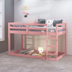 Gaston II Twin Loft Bed - Ornate Home Pink Couture, Low Bunk Beds, Loft Bed Frame, Loft Bunk Beds, Twin Size Loft Bed, Low Loft Beds, Kids Bedroom Inspiration, Twin Loft Bed, Loft Space