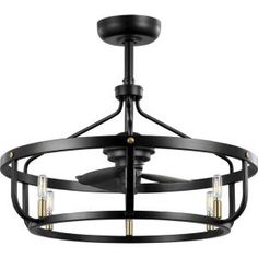 a black chandelier with three lights hanging from the ceiling