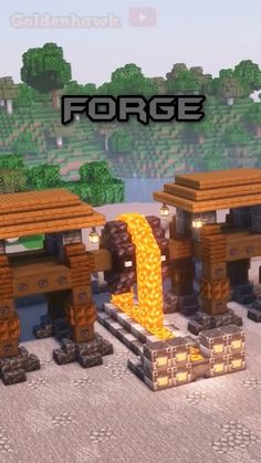 an image of a set of minecraft houses with the letters forge on it