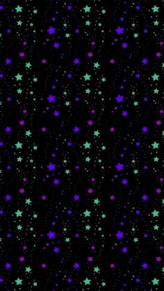 purple and green stars on a black background