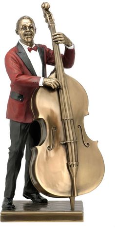 a figurine of a man holding a bass