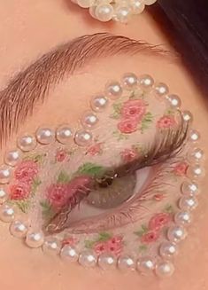 Cute Makeup Aesthetic, Artistic Face Paint, Love Core Makeup, Flower Nose Makeup, Tea Party Makeup, Tulip Makeup, Rose Inspired Makeup, Cottagecore Aesthetic Makeup, Rose Petal Makeup