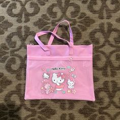 Pink, Nylon Hello Kitty Bag Nwt Kawaii Nylon Travel Bag, Cute Nylon Travel Bag, Kawaii Hello Kitty Print Travel Bag, Kawaii Hello Kitty Travel Bags, Cute Nylon Bag With Zipper Closure, Cute Nylon Bags For Everyday Use, Hello Kitty School Pouch Bag, Cute Rectangular Nylon Bag, Cute Everyday Nylon Bags