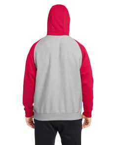 Unisex Zone HydroSport™ Heavyweight Colorblock Hooded Sweatshirt - ATHLETIC HEATHER / SPORT RED - XS | Team 365 Zone HydroSport Heavyweight Colorblock Hooded Sweatshirt in Heather/Sport Red Size XS | 70% cotton, 30% polyester Sports Cotton Color Block Sweatshirt, Sporty Hoodie With Contrast Color And Crew Neck, Sporty Crew Neck Hoodie With Contrast Color, Cotton Sports Sweatshirt With Contrast Color, Red Winter Sweatshirt For Gym, Red Winter Sweatshirt For The Gym, Cotton Sweatshirt With Contrast Color For Sports, University Red Fleece Sports Hoodie, University Red Fleece Hoodie For Sports