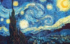 the starry night is shown in this painting