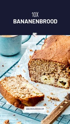 a loaf of banana bread on top of a cooling rack