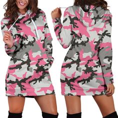 Hoodie Dresses, Denim Hoodie, Pink Camo, Dress Gift, Dress Plus Size, Printed Leggings, Hoodie Dress, Denim Shirt, Pink Dress