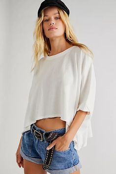 We The Free CC Tee | Free People We The Free Cc Tee, Oversized Shirts, Flowy Shirt, Drape Sleeves, Oversized Style, Shirts For Women, Basic Tee, Oversized Shirt, Summer Tops