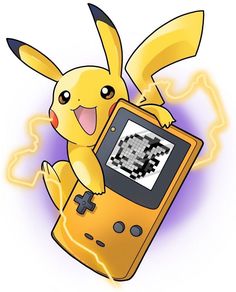 an image of a gameboy with a pikachu on it's back