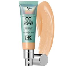 What it is:A full-coverage matte foundation for oily skin, skin-balancing serum, and broad-spectrum SPF 40 sunscreen in one.Coverage:FullFinish:MatteFormulation:CreamSPF:SPF 40Highlighted Ingredients:- Air Licium: Instantly creates a skin-blurring effect; absorbs and reduces shine.- Lentil Seed Extract: Minimizes the look of pores.- Hyaluronic Acid: Hydrates dry skin and prevents the appearance of dry patches.Ingredient Callouts: Non-comedogenic, fragrance free and vegan formula.What Else You Ne Matte Foundation For Oily Skin, It Cosmetics Cc Cream, Foundation For Oily Skin, Foundation With Spf, Makeup Over 40, Sephora Beauty, Foundation Colors, It Cosmetics, Matte Foundation