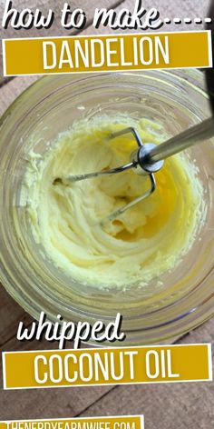 This whipped moisturizer is super easy to make! It requires just two ingredients: dried dandelion flowers and coconut oil, but has so many uses. Whipped Moisturizer, Dried Dandelion, Medicinal Herbs Remedies, Dandelion Oil, Whipped Coconut Oil, Body Care Recipes, Dandelion Flowers, Herbal Remedies Recipes