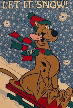 a cartoon dog sitting on top of a sled