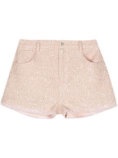 TWINSET sequin-embellished Bouclé Shorts - Farfetch Glamorous Spring Shorts, Chic Sequined Shorts For Spring, Chic Sequined Short Bottoms, Glamorous Embellished Shorts, Chic Sequined Shorts For Summer, Glamorous High-waist Sequin Shorts, Glamorous High Waist Sequin Shorts, Party Embellished Shorts, Sequined Short Bottoms For Spring