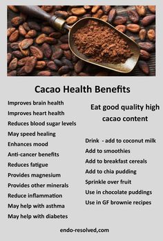 The main ingredient in this #endo friendly chocolate is cacoa which has many health benefits.  Find the recipe here Gf Brownie Recipe, Cacao Health Benefits, Benefits Of Cacao, Cacao Powder Benefits, Cacao Coffee, Cacao Benefits, Cacao Recipes, Coffee Benefits, Cacao Beans