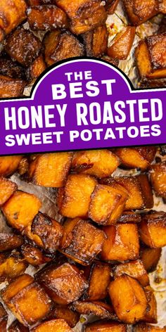 the best honey roasted sweet potatoes are on display for sale at the store or restaurant