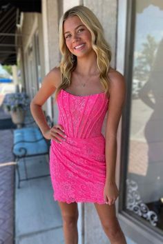 Strapless Pink Lace Appliques Short Dress Romper Prom Dress, Tight Homecoming Dress, Hoco Dresses Tight, Royal Blue Lace, Winter Formal Dresses, Tight Mini Dress, Junior Prom Dresses, Short Bodycon Dress, Corset Bodice