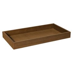 an empty wooden tray on a white background