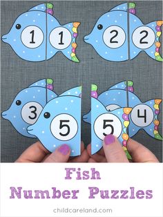 fish number puzzles for kids to practice numbers and counting them in the same place as they are