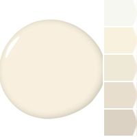 a white paint swatch with the colors in shades of beige and neutral, including two different