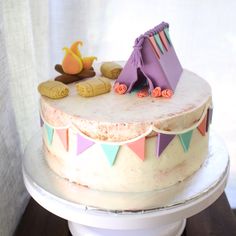 there is a cake that has decorations on it