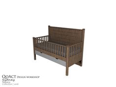 an image of a wooden crib that is in the shape of a child's bed