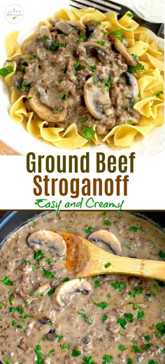 two pictures showing different types of beef stroganoni