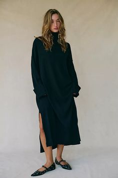 Faye Sweater Midi | Free People Styling A Turtleneck Dress, Linen In Fall, Black Earthy Outfits, Sweater Over Dress, Free People Sweater Dress, Sweater Midi Dress, Midi Sweater Dress, Wardrobe Wishlist, Earthy Outfits