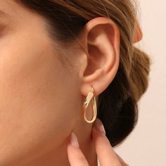 Gold Kt: 14K Solid Gold Inner Length: 22MM Outer Length: 27MM Width of Earrings: 4MM Rose Gold 14k Gold Filled Hoop Earrings, 14k Gold Wrap Earrings With Ear Wire, Teardrop Gold Plated Hoop Earrings, Modern 14k Gold Hoop Earrings, Gold-tone Hoop Earrings For Anniversary, 14k Gold-filled Gold-tone Hoop Earrings, Gold Hoop, Gold Hoop Earrings, Unique Earrings