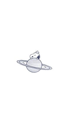 a drawing of a polar bear floating on saturn