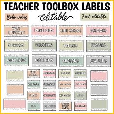 the teacher toolbox labels are shown in pink and green