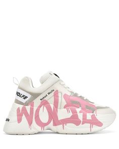 Product Description The Chunkiest sneaker //TRACK// made with the softest, most flexible rubber sole you can find with exclusive graffiti paint. Features LEFT FOOT: NAKED RIGHT FOOT: WOLFE Heel height 7.5cm Naked Wolfe Sneakers, Track Logo, Naked Wolfe, Logo Pink, Graffiti Painting, Cute Comfy Outfits, Gym Shoes, Chunky Platform, Platform Sneaker