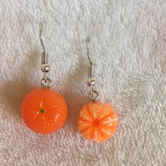 Oranges Novelty Fruit Fashion Pierced Earrings Nwt With Surgical Steel French Wires And Silicon Stoppers. One Earring Is A Pealed Orange, The Second Earring Is Whole Orange Peal Intact. 1” Length. Orange Peal, Second Earring, Ruby Heart Pendant, Fruit Fashion, Sapphire Necklace Pendants, Bling Earrings, Turquoise Earrings Dangle, Floral Studs, One Earring