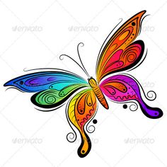 a colorful butterfly with swirls and dots on it's wings - animals characters