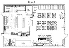 the floor plan for a restaurant with tables and chairs