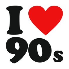 i love 90's sticker in black and red with the word, i love 90's