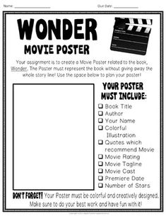 a movie poster with the words wonder on it and an image of a film clapper