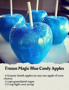 Blue Candy Apples, Candy Apple Recipe, Apple Candy, Apple Bite, Homemade Candy, Easy Food Art, Blue Candy, Homemade Candies, Granny Smith Apples