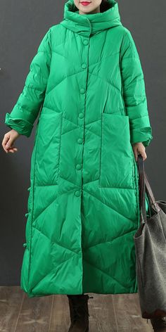 top quality green warm winter coat oversize down jacket hooded Button Down women Jackets Play Closet, Button Down Women, Casual Trench Coat, Parka Jacket Women, Iranian Women Fashion, Winter Attire, Coat Women Fashion, Fall Winter Dresses, Women Jackets