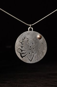 Pierced Round Nature-inspired Jewelry, Nature-inspired Etched Round Pendant Jewelry, Nature-inspired Round Pierced Jewelry, Nature-inspired Round Etched Jewelry, 3 Hoop Earrings, Medicinal Garden, Jewellery Board, Bezel Jewelry, Oxidised Silver Jewelry