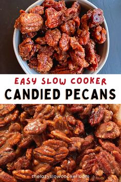 An image of Candied Pecans in a white bowl Slow Cooker Candied Pecans, Candied Pecans Crockpot, Crockpot Candy Pecans, Crockpot Candy Recipes, Buttered Corn, Favorite Breakfast Recipes