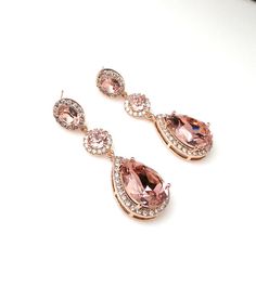 wedding jewelry bridal earrings bridesmaid gift teardrop Rose Gold Frame, Rose Blush, Blush Rose, Earrings Bridesmaid, Jewelry Bridal, Star Jewelry, Wedding Jewelry Earrings, Gold Rhinestone, Blush Roses