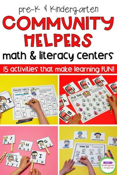 Community Helper Centers Preschool, Community Helpers Kindergarten Crafts, Pre K Community Helpers Activities, Community Helper Gross Motor Activities, Community Helpers Literacy Activities, Community Helpers Literacy, Community Helpers Centers