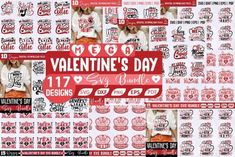 valentine's day stickers are shown on the back of a white sheet with red lettering