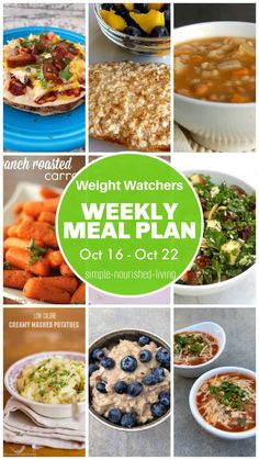 the weekly meal plan for weight watchers