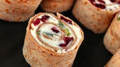 there are many wraps that have been made to look like cranberry and cream cheese