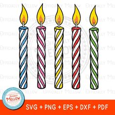 three lit candles with different colors and sizes are shown in this svt file, which includes